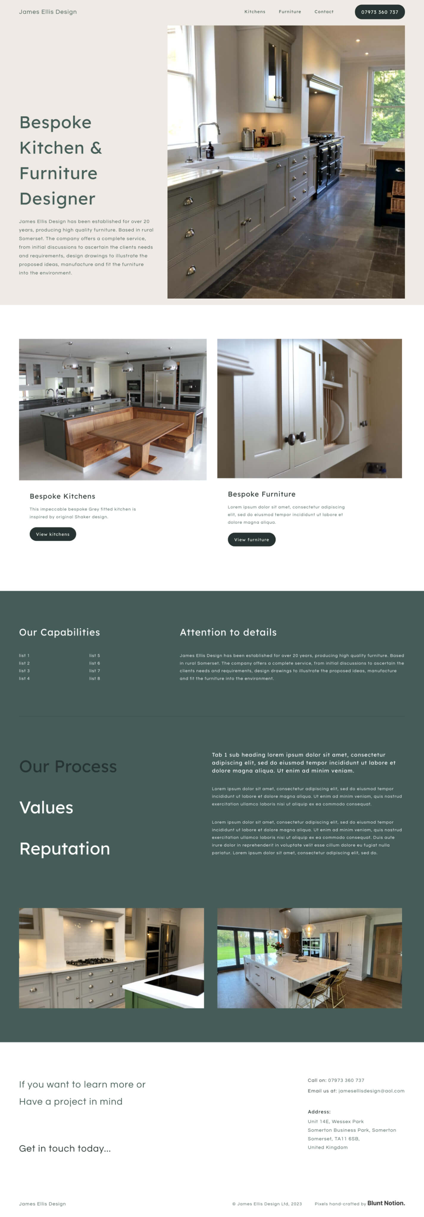 James Ellis Design home page website design