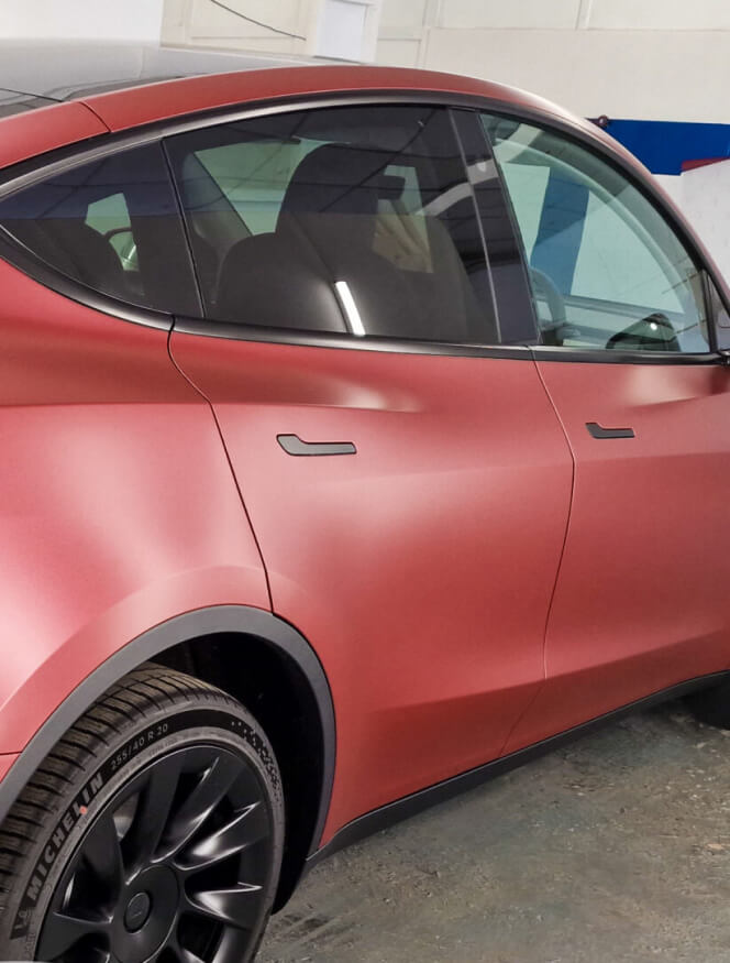 WC Wraps Sherborne | Tesla vehicle wrap red