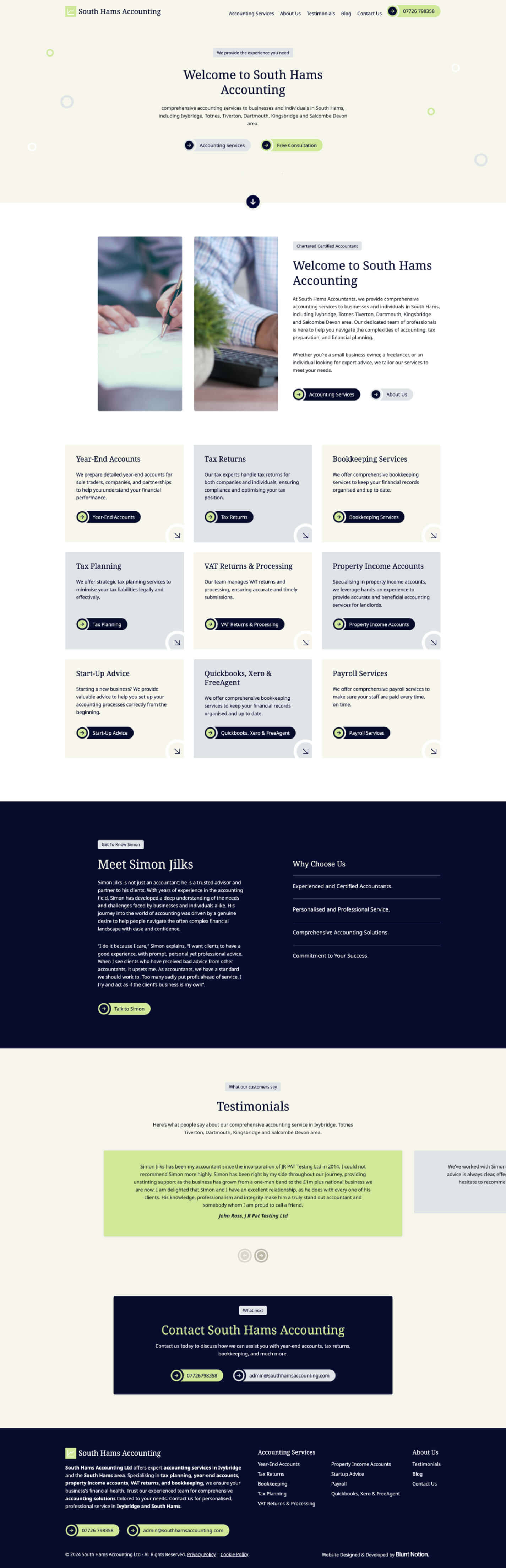 South Hams Accounting Website Home Page Design