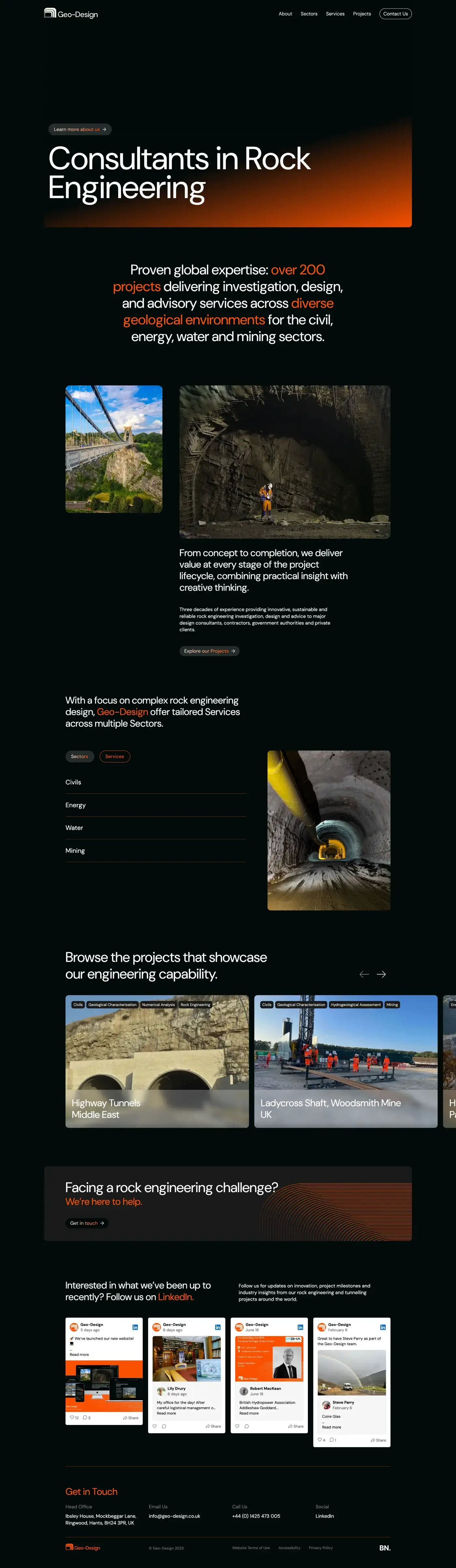 Geo-Design - Rock Engineering Consultants Home Page Screenshot