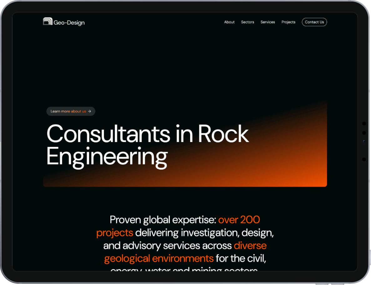 Geo-Design Website Design iPad screenshot
