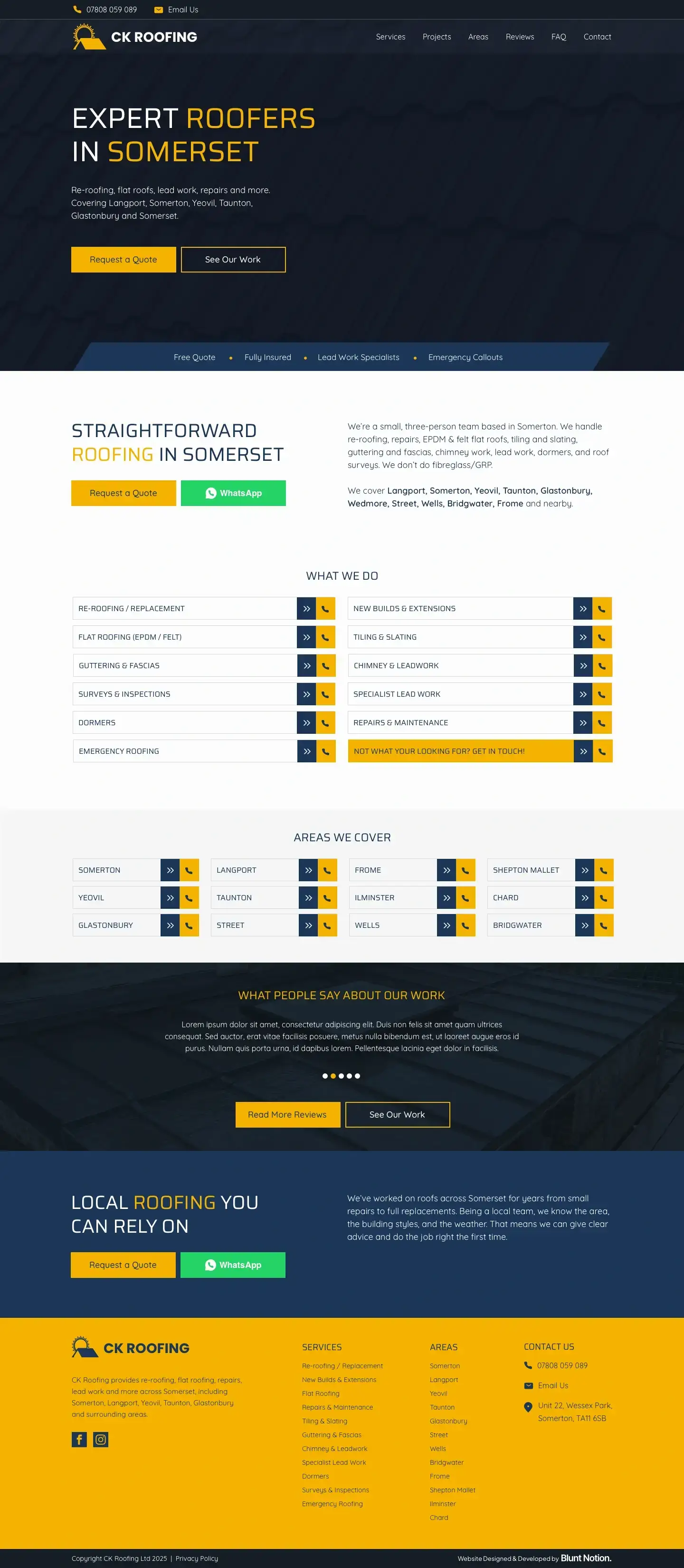 CK Roofing Somerset - Home Page Screenshot