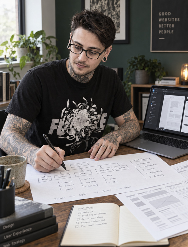 Website strategy and wireframe planning for a Bournemouth business