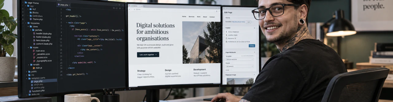Kieron delivering white-label WordPress development for a UK agency