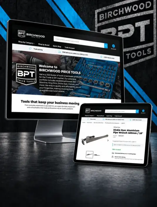 Birchwood Price Tools Shopify storefront presented on desktop and tablet
